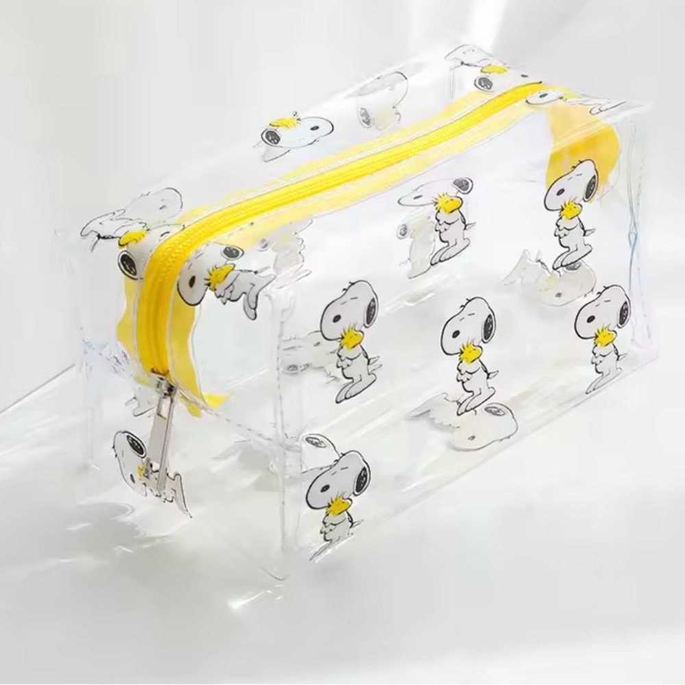 Brand New Snoopy Clear Cosmetic Bag with Yellow Zipper